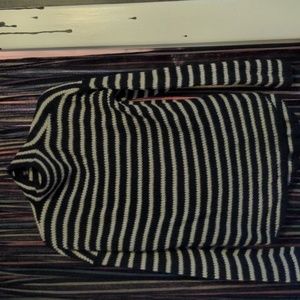 Striped turtleneck knit sweater